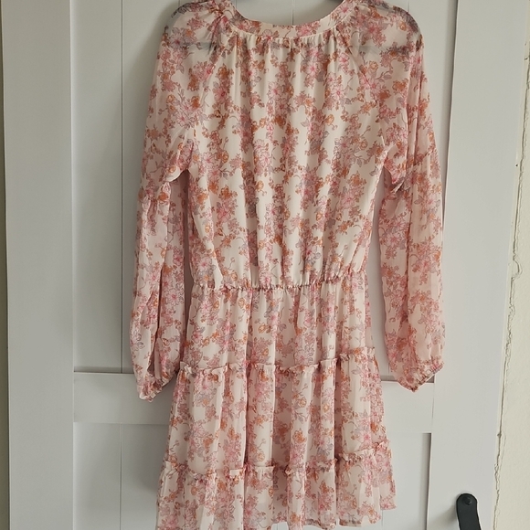 Floral Pink Tiered Chiffon Dress - Picture 5 of 5